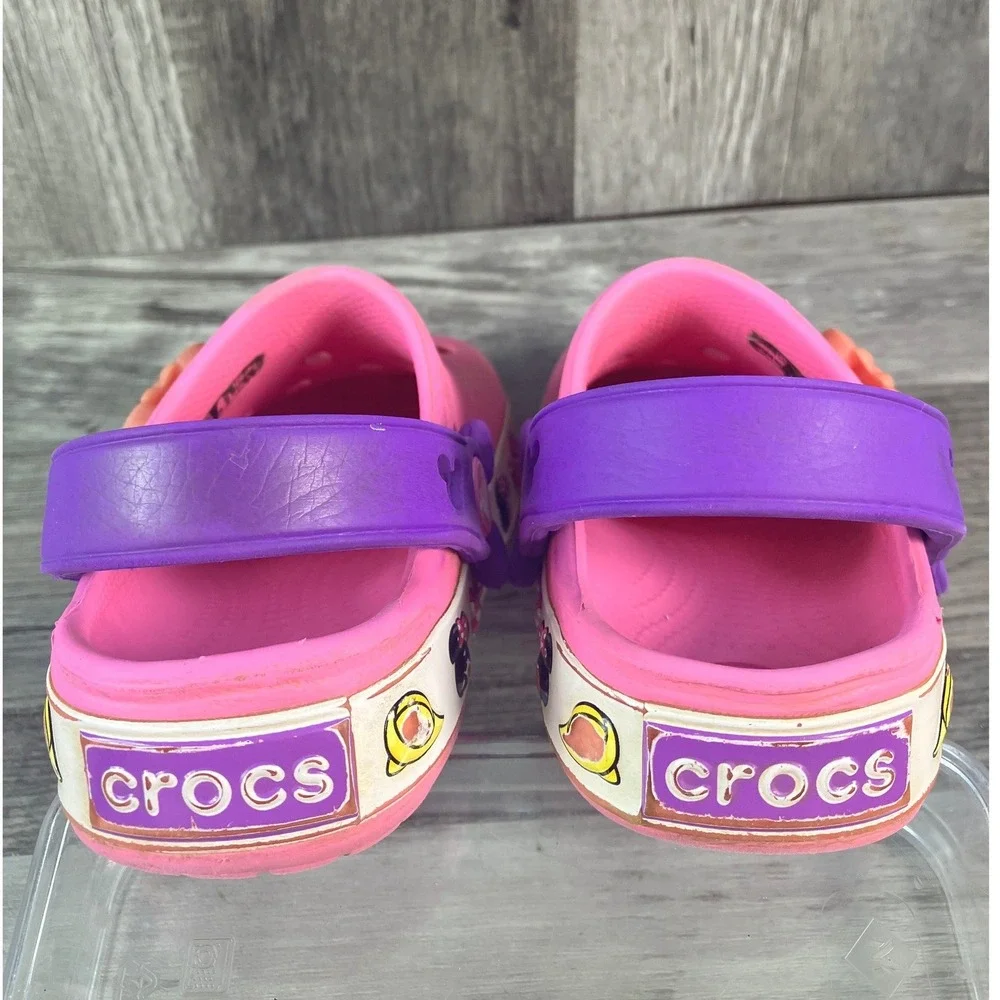 Crocs Disney Minnie Mouse Pink Purple Clogs Toddler Girls Size 8/9 Slip On Shoes